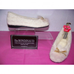 Ballerine d'intérieur RONDINAUD en tricot écru