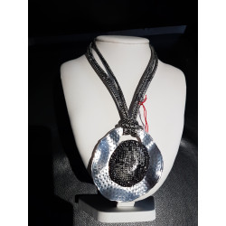 collier imprimé python argenté