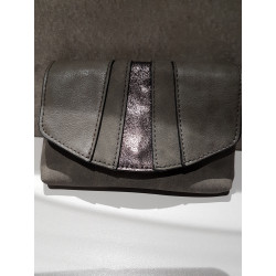 Porte monnaie rabat et zip gris
