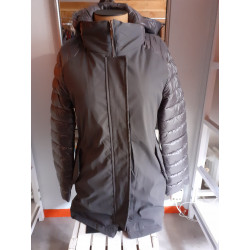 blouson bi matiere gris avec capuche