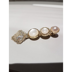barrettes bijoux dorées et perles nacrées