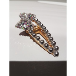 barrettes bijoux perles et papillons strass gris