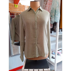 chemisier voilage vieux vert motif blanc et bordeaux