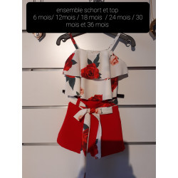 top + short rouge bébé