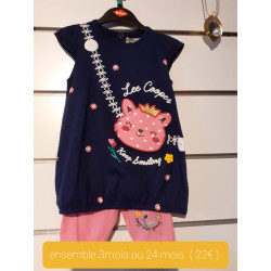 robe bleu marine (  chat  ) + legging ( lee cooper ) bébé