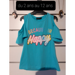 t-shirt turquoise ( HAPPY )