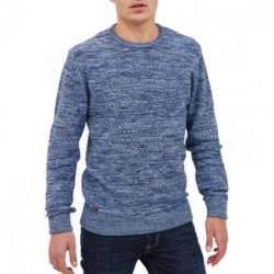 Pull col rond fil mouliné marine Plains OXBOW