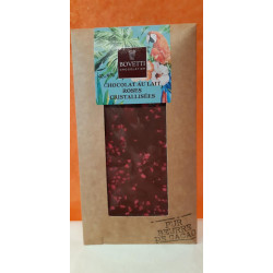 Tablette de chocolat au lait roses cristalisées Bovetti