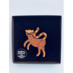 Broche brodée Chat grec Macon&Lesquoy