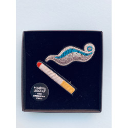Broche brodée Cigarette et fumée Macon&Lesquoy