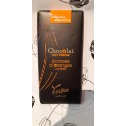 Tablette de chocolat noir aux écorces d'oranges confites
